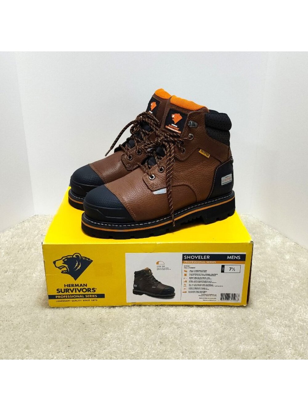 Herman Survivors Shoveler Steel Toe Work Boots Mens 7.5 Waterproof Leather NIB